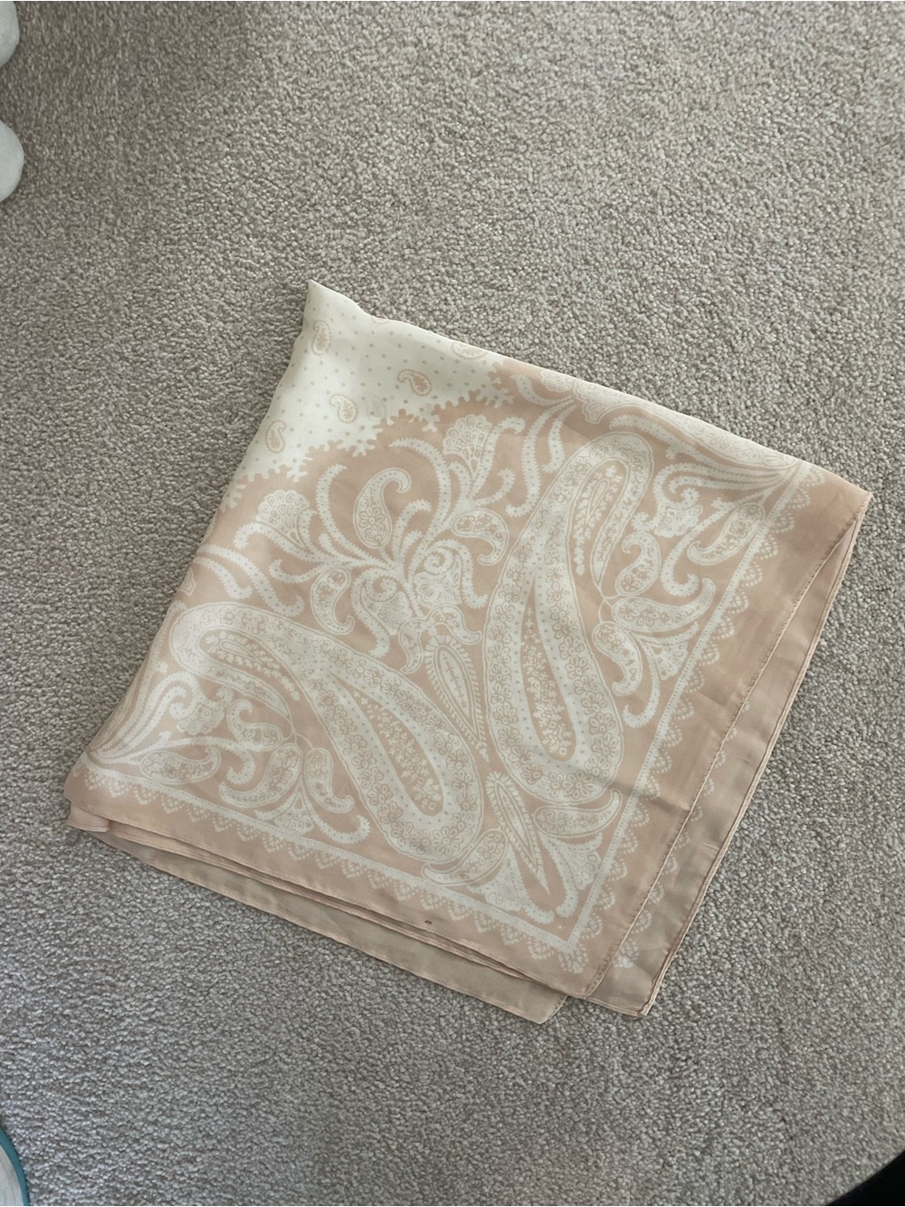 Neutral Paisley Square Scarf in Soft Beige